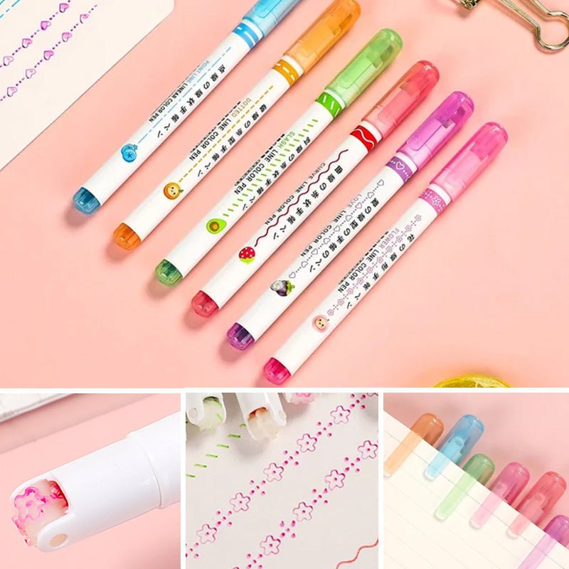 🎨Christmas sale 50% OFF🖌️🖍️ Dual Tip Pens with 6 Different Curve Shapes Fine Tips