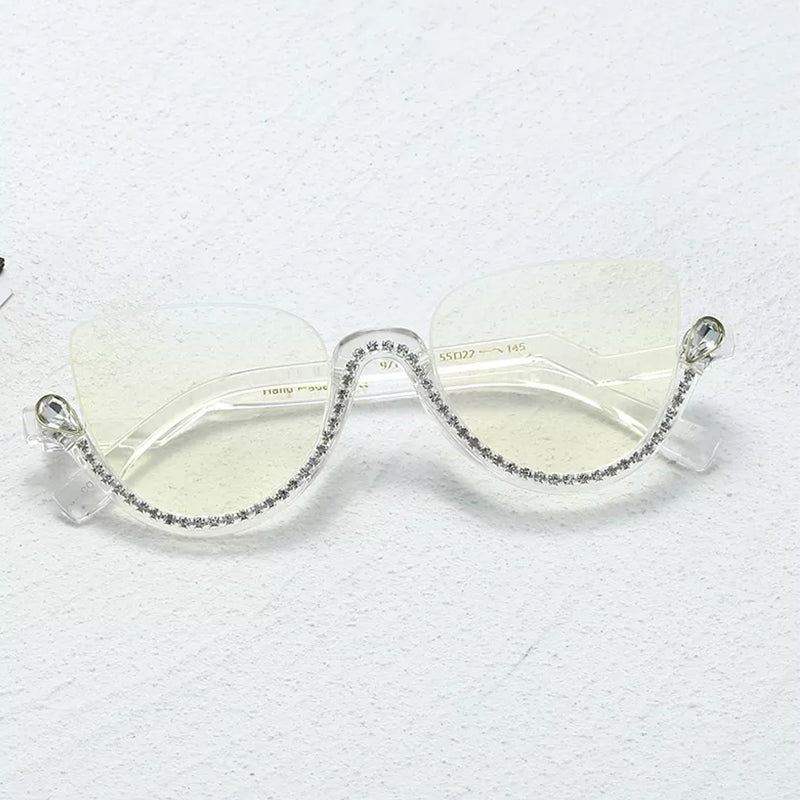 Cat-eye White-Diamond Eyeglasses for Women