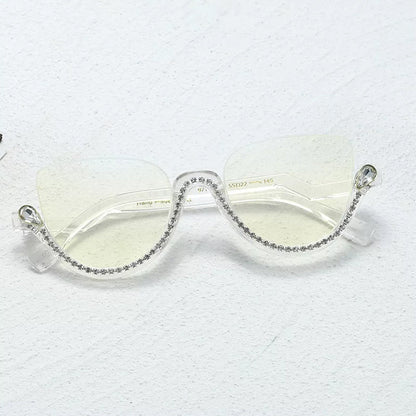 Cat-eye White-Diamond Eyeglasses for Women