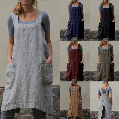 Women's Cotton and Linen Loose Apron