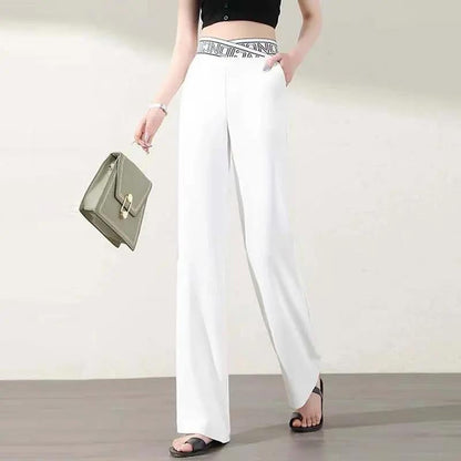 Letter High Waist Wide Leg Pants