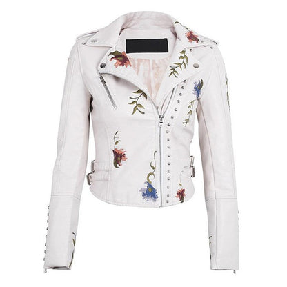 Fashion Floral  Leather Jacket