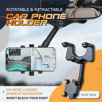 360° Rotating Car Rearview Mirror Phone Holder