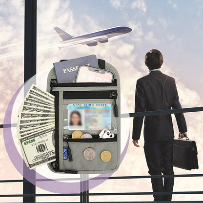 Travel Neck Pouch Neck Wallet with RFID Blocking Passport Holder
