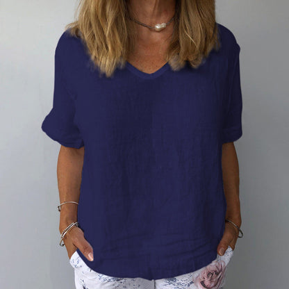 Women's Pure Color Casual Cotton Shirt