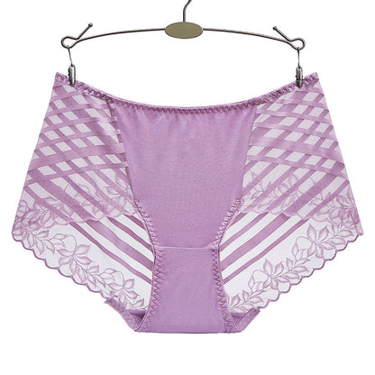 Women's Mid-Waist Cotton Lace Panties
