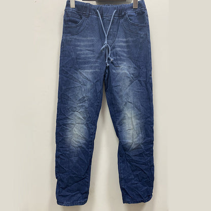 Ripped Drawstring Elasticated Waist Washed Jeans