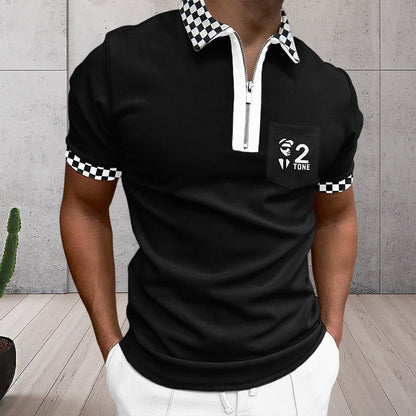 Men's Colorblock Zip Polo Shirt