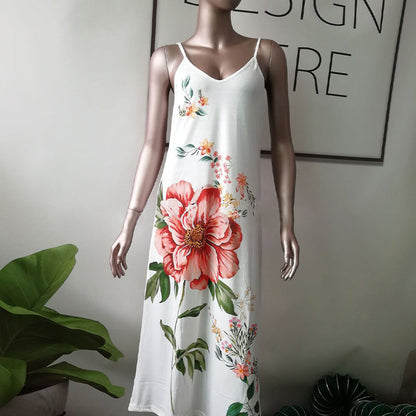 Floral V-Neck Spaghetti Strap Maxi Dress