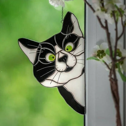 Handmade Stain Cat Suncatcher For Window