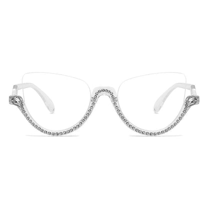 Cat-eye White-Diamond Eyeglasses for Women