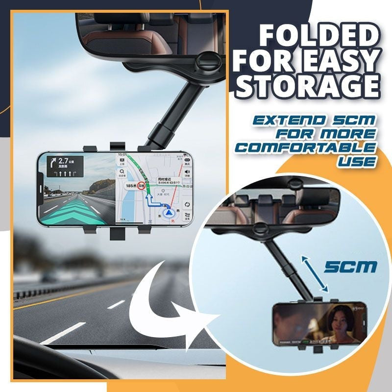 360° Rotating Car Rearview Mirror Phone Holder