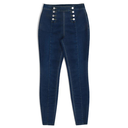 Double-breasted Skinny Jeans with High Waist