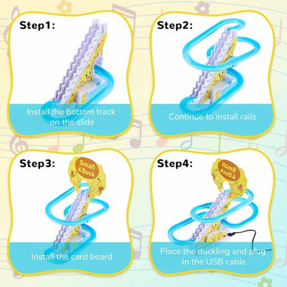 Funny Automatic Stair-Climbing Ducklings Cartoon Race Track Set