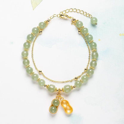 Double Chain Natural Jade Bracelet