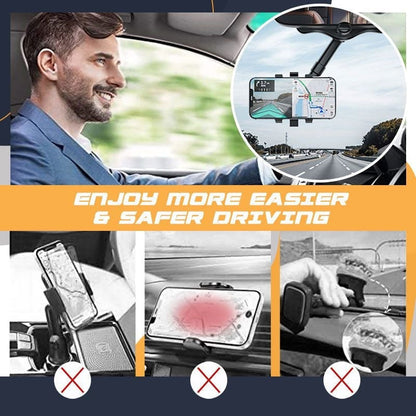 360° Rotating Car Rearview Mirror Phone Holder
