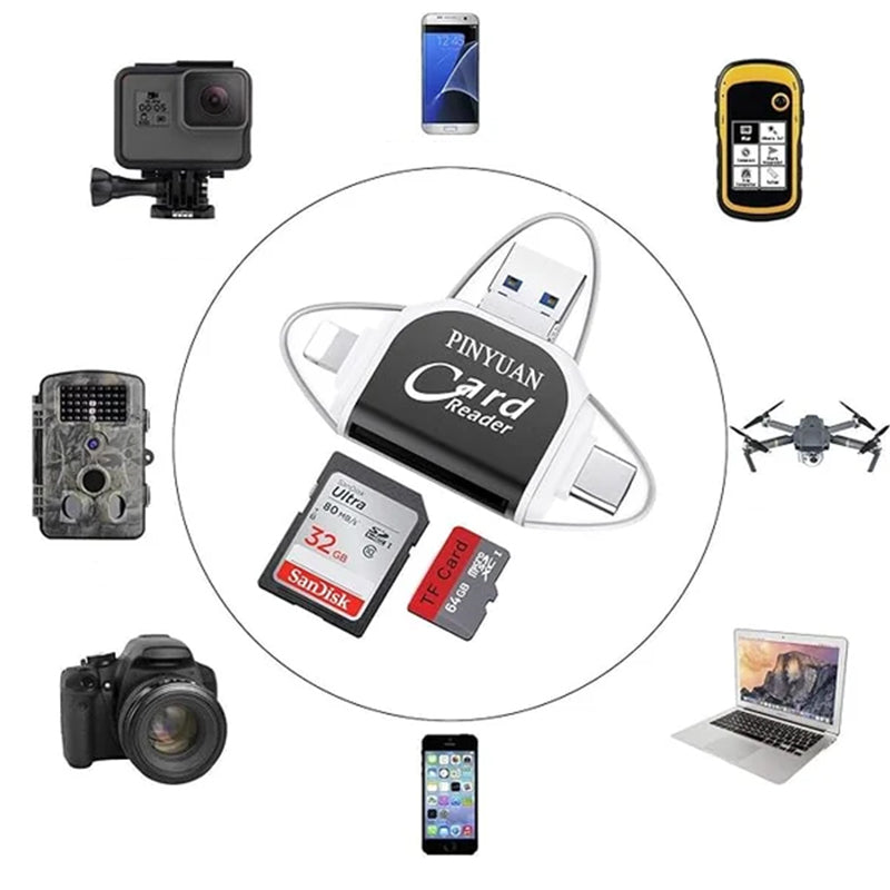Multi-Port 4 in 1 Universal SD TF Card Reader