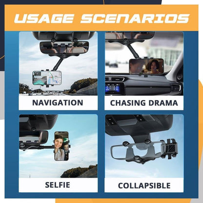 360° Rotating Car Rearview Mirror Phone Holder