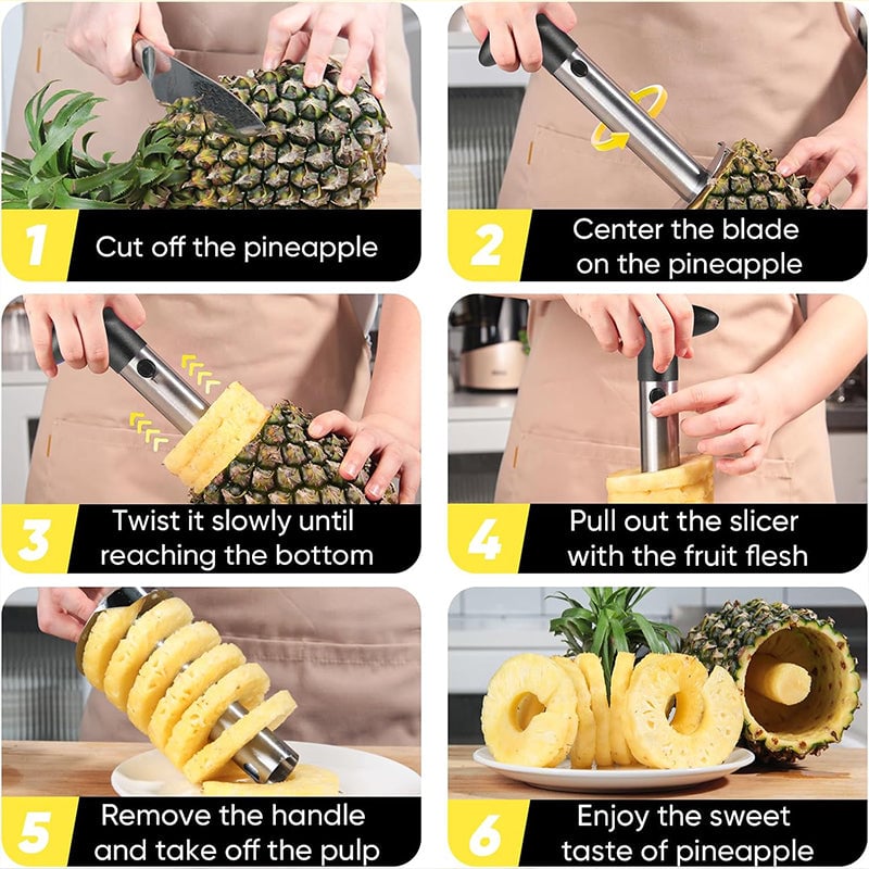 Upgraded Stainless Steel Pineapple Corer – Reinforced Thick Blade Core Remover for Easy Fruit Rings