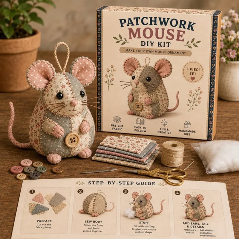 Charming Patchwork Mouse DIY Kit