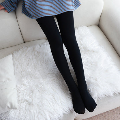 Fake Translucent Warm Plush Lined Elastic Tights