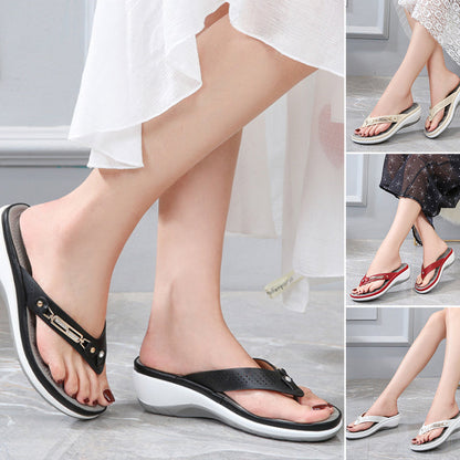 Metal Buckle Beach Flip Flops