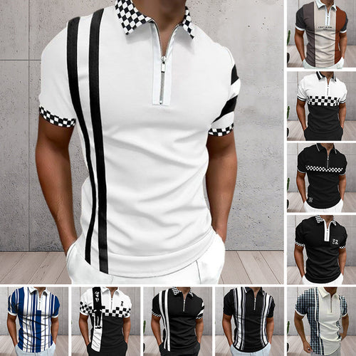 Men's Colorblock Zip Polo Shirt