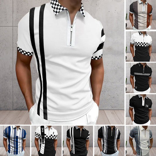 Men's Colorblock Zip Polo Shirt