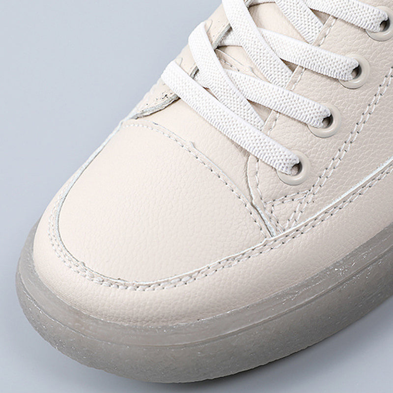 Women's Soft Leather Casual Shoes With Elastic Laces