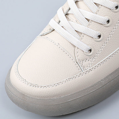 Women's Soft Leather Casual Shoes With Elastic Laces