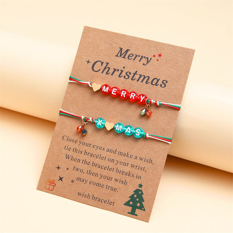 Heart Letter Merry Christmas Pendant Bracelet