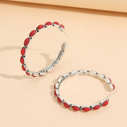 Vintage C-Shaped Turquoise Hoop Earrings