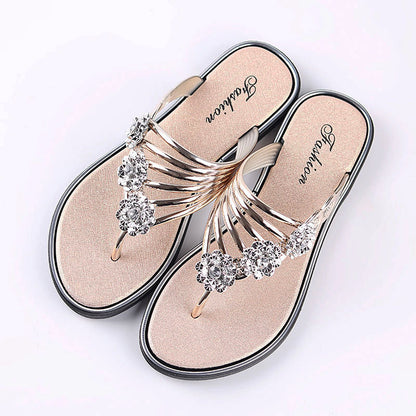 Floral Pattern Cutout Toe Post Flip Flops