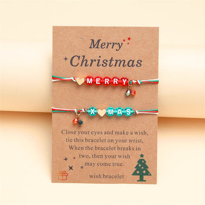 Heart Letter Merry Christmas Pendant Bracelet