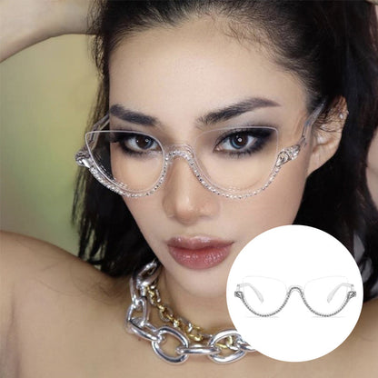 Cat-eye White-Diamond Eyeglasses for Women