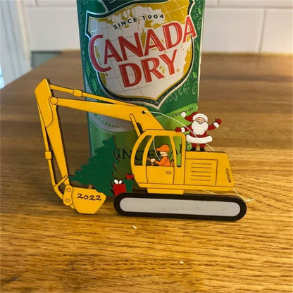 Christmas Excavator Construction Ornament