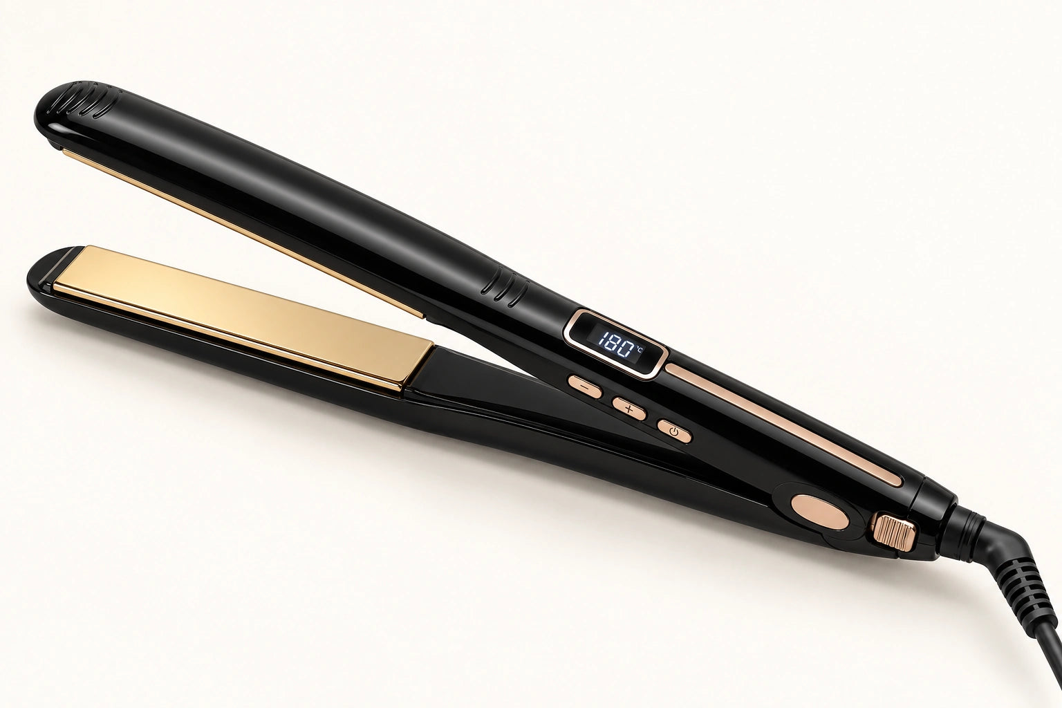 SalonGlide titanium infrared flat iron (Model 1092S) in black with gold plates and LCD display